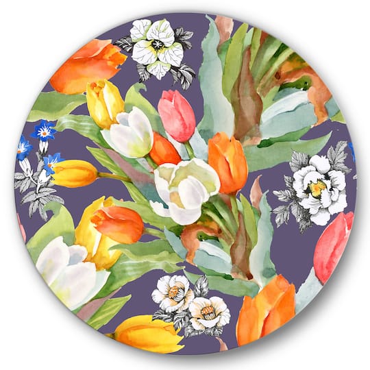 Designart - Blooming White and Orange Tulips VI